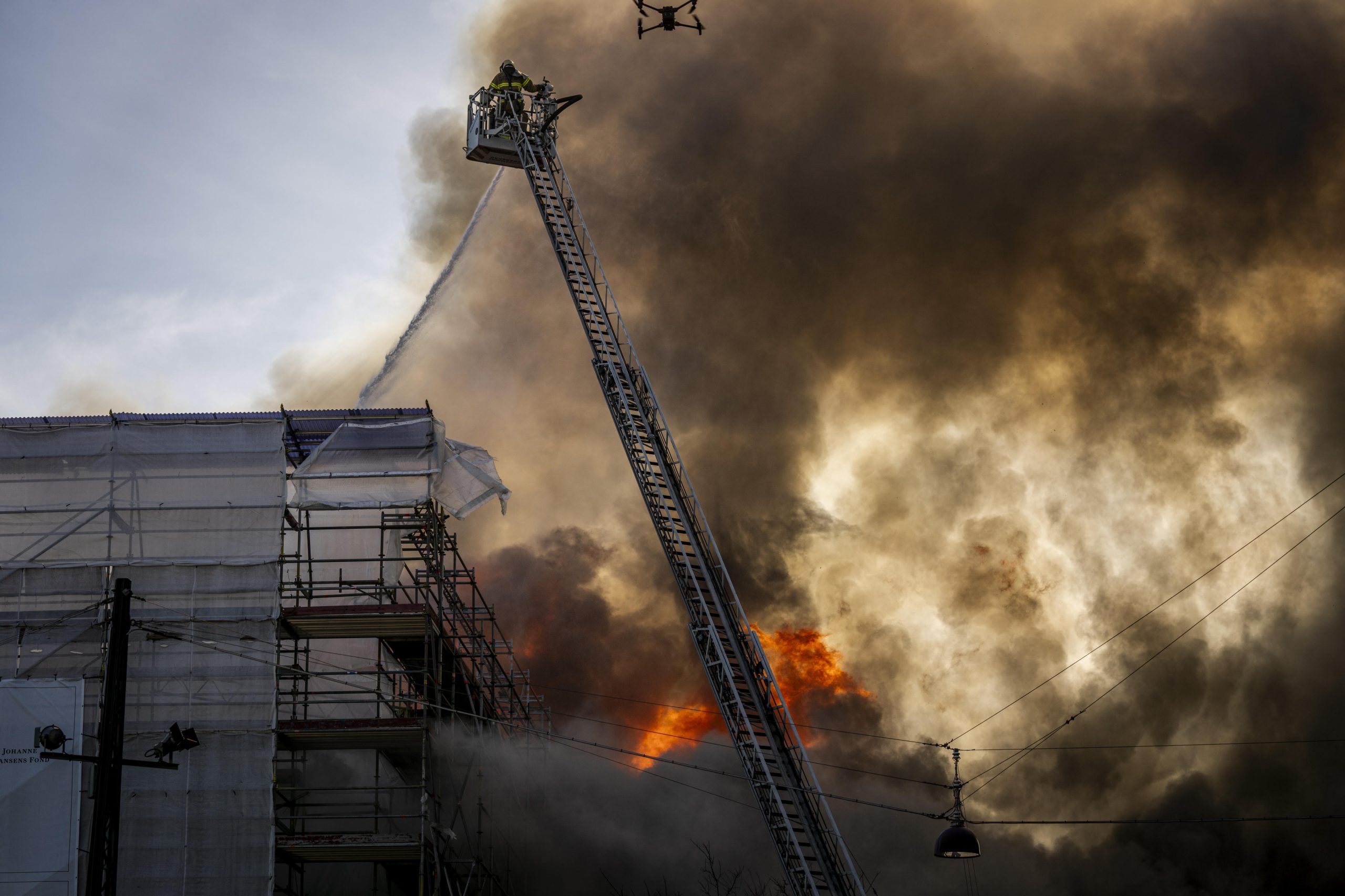 Old Copenhagen Stock Exchange building catches fire