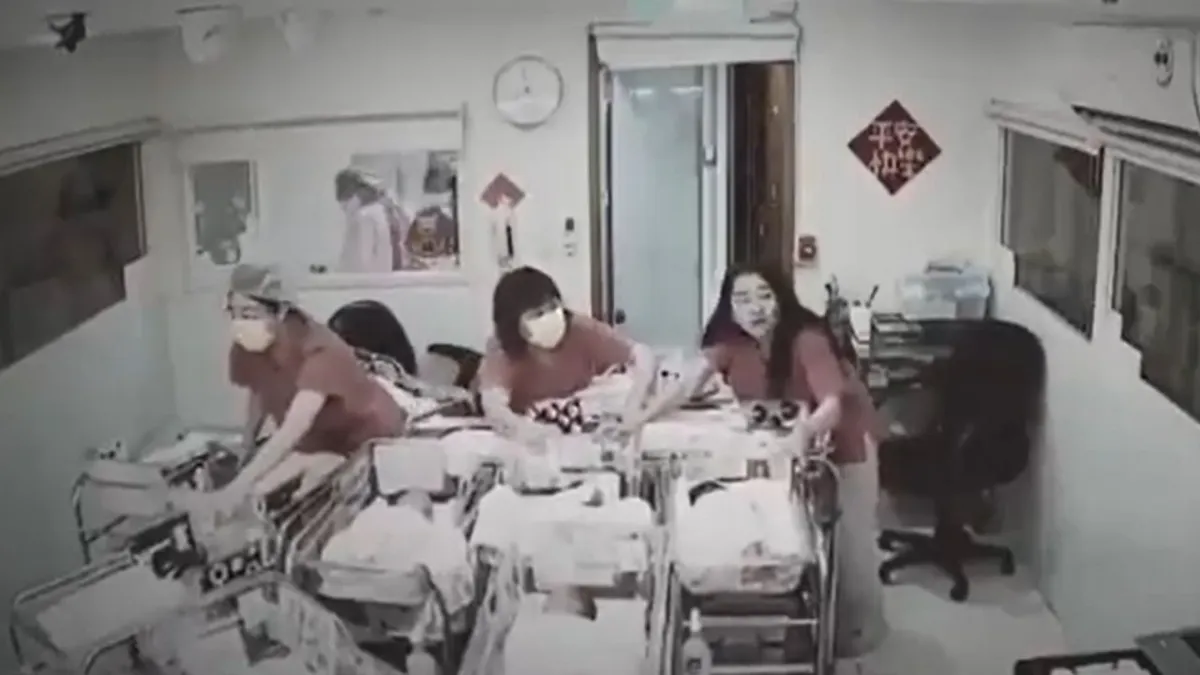 Nurses protect babies during earthquake in Taiwan (VIDEO)