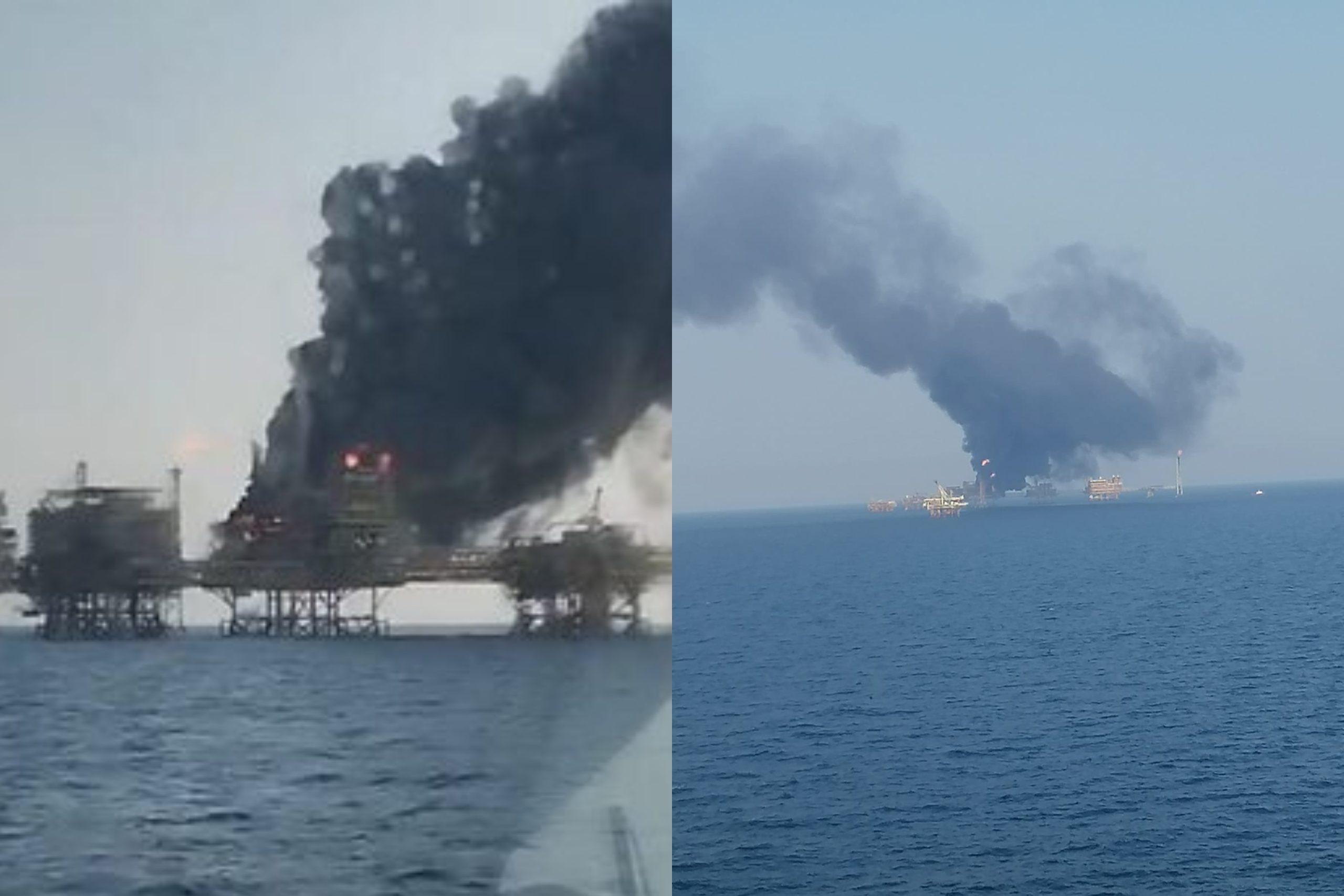 Mobilization due to fire on the Pemex platform in Cantarell, Campeche (VIDEO)