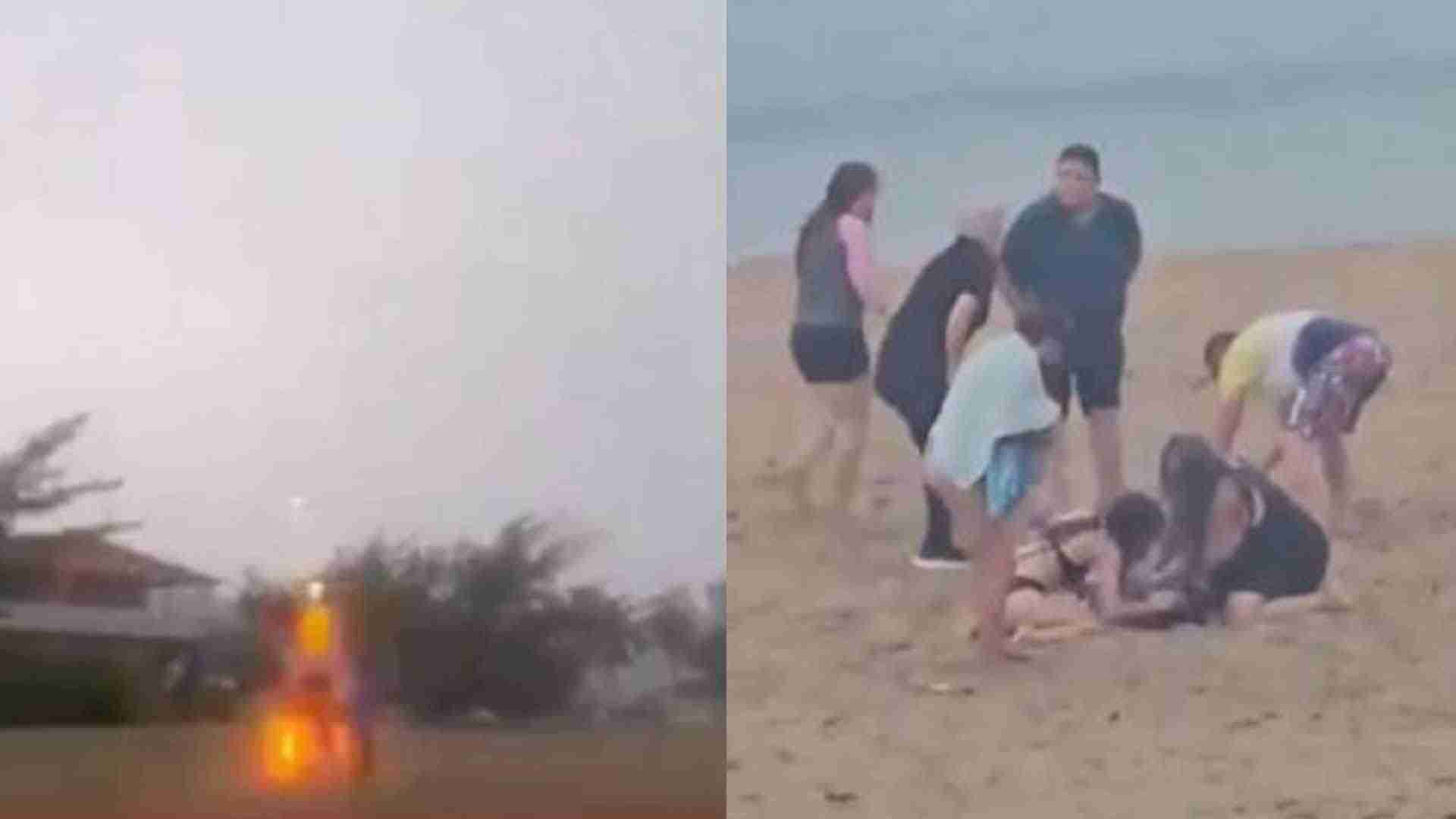 Lightning strikes three kids on the seashore in Puerto Rico