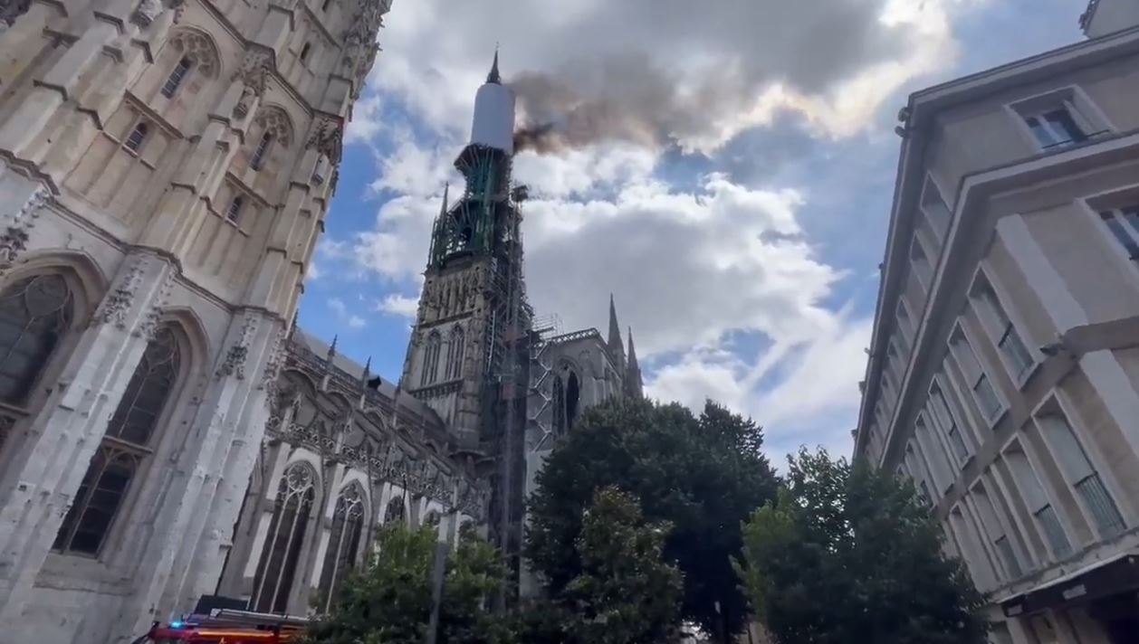 Fire at Rouen Cathedral, Normandy, under control